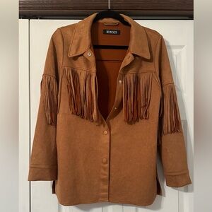 Fringe Jacket - Faux Suede Camel - M westernwear
